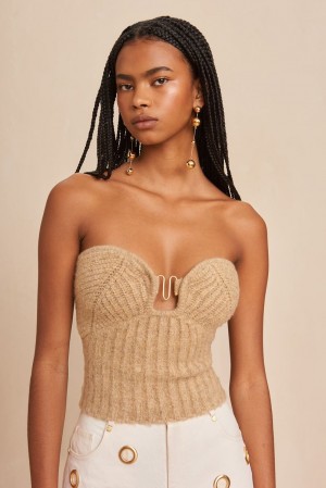 Top Cult Gaia Ellison Knit Beige | DBXEL-3645