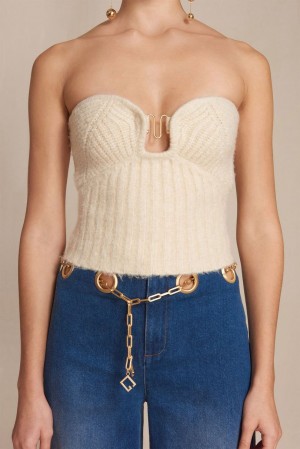 Top Cult Gaia Ellison Knit Blancas | OUYEZ-0391