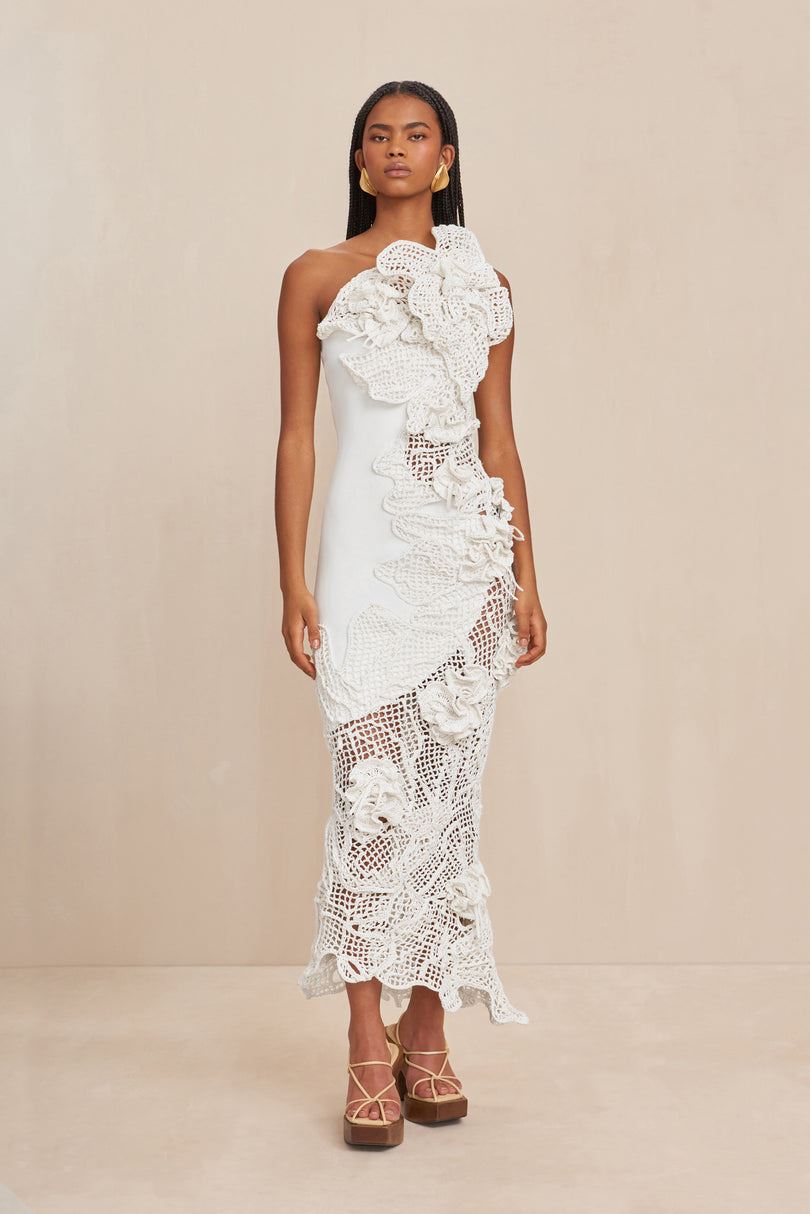 Vestido Cult Gaia Galla Crochet Gown Blancas | EOVDR-1432