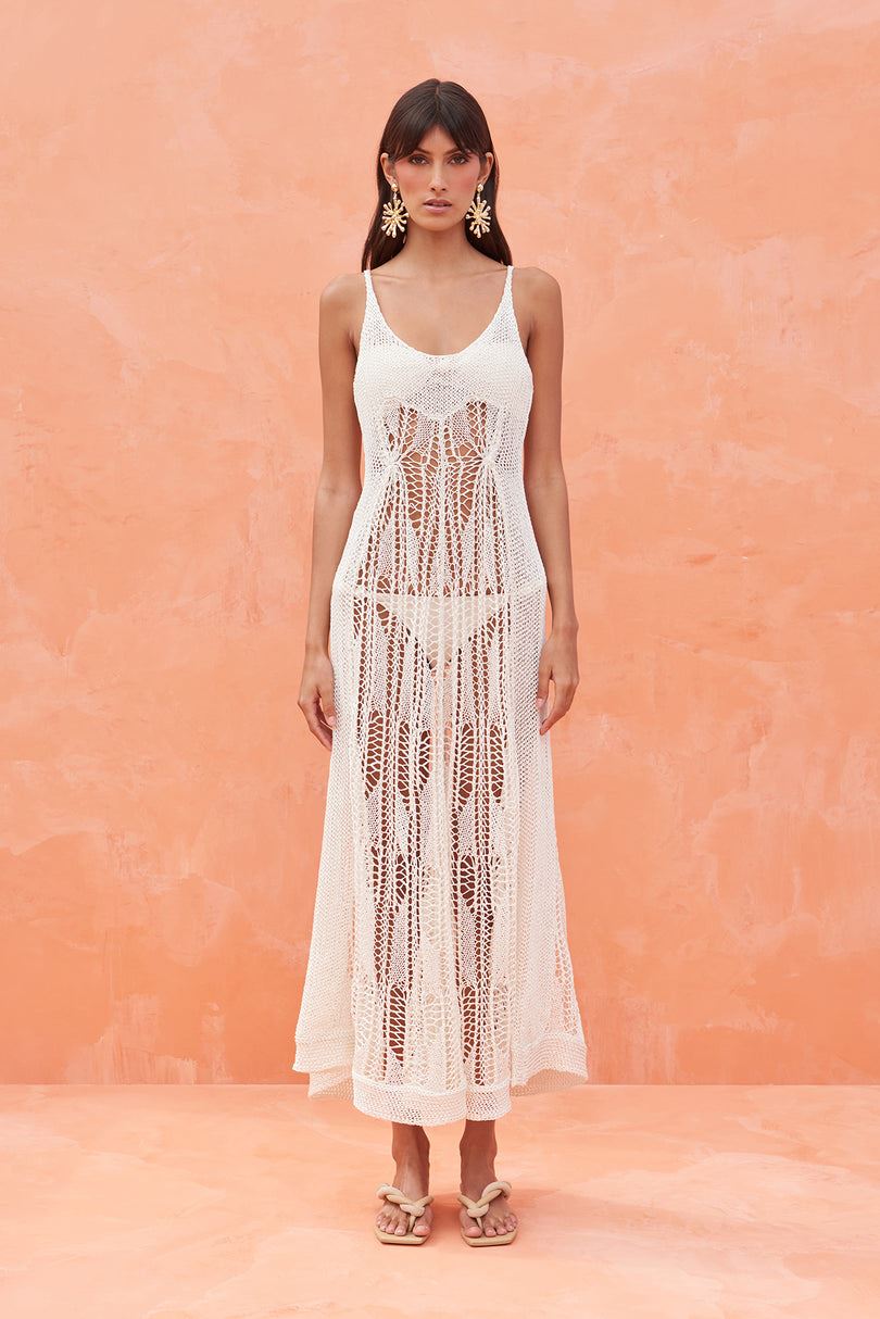 Vestido Cult Gaia Vickie Crochet Coverup Blancas | ALTOK-7461